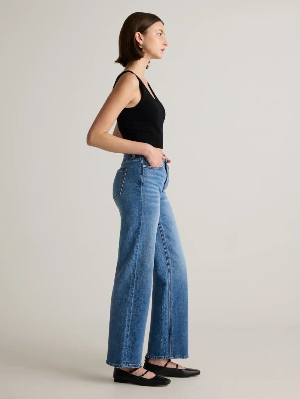 QUINCE BELLA STRETCH RELAXED STRAIGHT JEANS ATLANTIC BLUE 26 - Picture 4 of 15